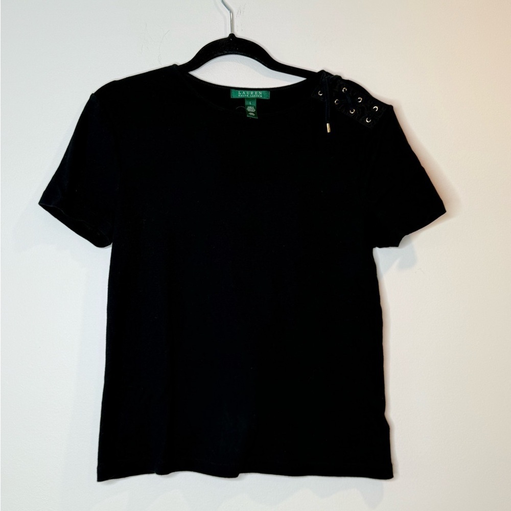 🔥Ralph Lauren Black Short Sleeve Top with Shoulder Detail🔥